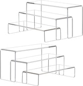 Clear Acrylic Showcase Display Risers – Dessert, Cupcake, Shoe, and Cosmetics Display Stands