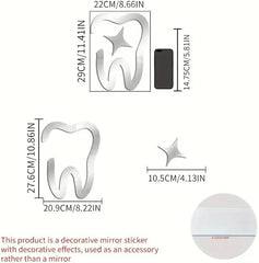 Tooth Shaped Decorative Mirror Wall Art (29x22cm)