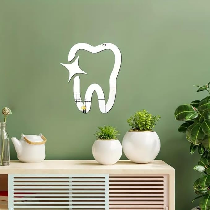 Tooth Shaped Decorative Mirror Wall Art (29x22cm)
