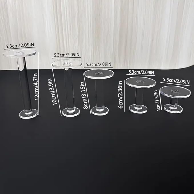 Clear Round Acrylic Display Stands (Pack of 5)