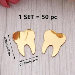 Gold Tooth Shape Acrylic Cutouts - Pack of 50 (2cm)