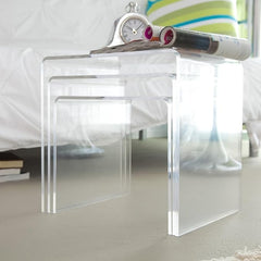 Clear Acrylic Nesting Tables – Modern Stackable Coffee & Side Tables, Set of 3