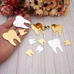 Gold Tooth Shape Acrylic Cutouts - Pack of 50 (2cm)