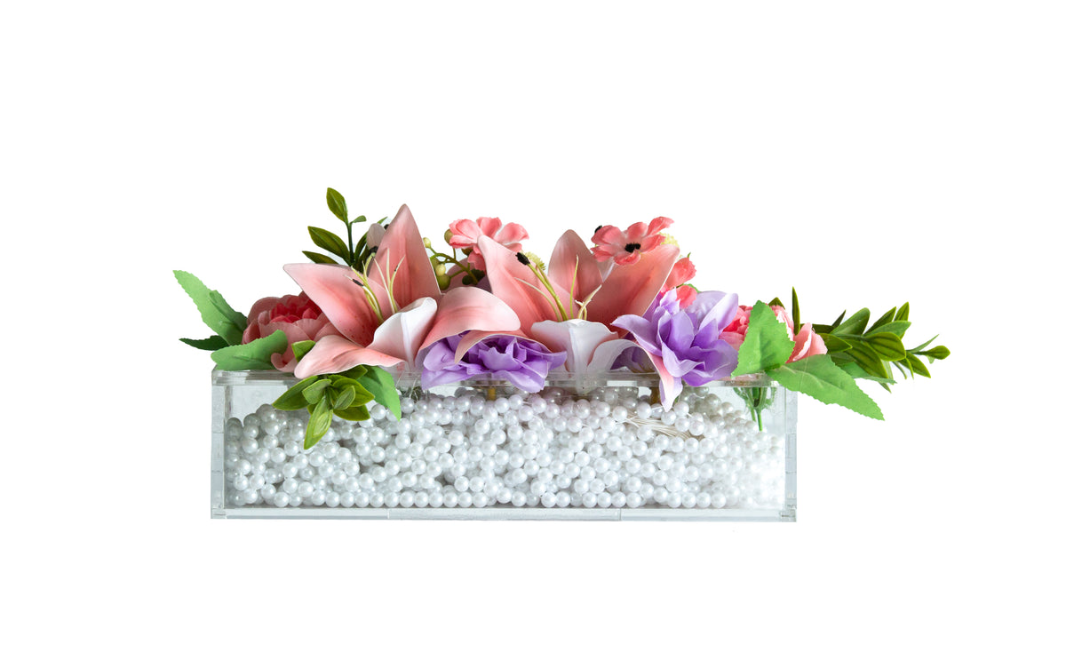 Rectangular Floral  Acrylic Centerpiece